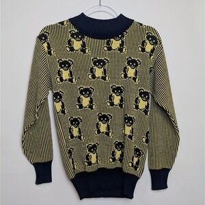 Vtg Dreamsicle Teddy Bear Hearts Kids 80s 90s Knit Sweater Girls Youth Lg 14-16